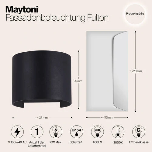 Архитектурная подсветка Outdoor Fulton, LED 6W, 3000K, Черный (Maytoni Outdoor, O573WL-L6B) - Amppa.ru