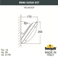 Уличное бра Fumagalli Remi/Lucia 1R3.602.000.WYE27BU1 белый/синий, опал