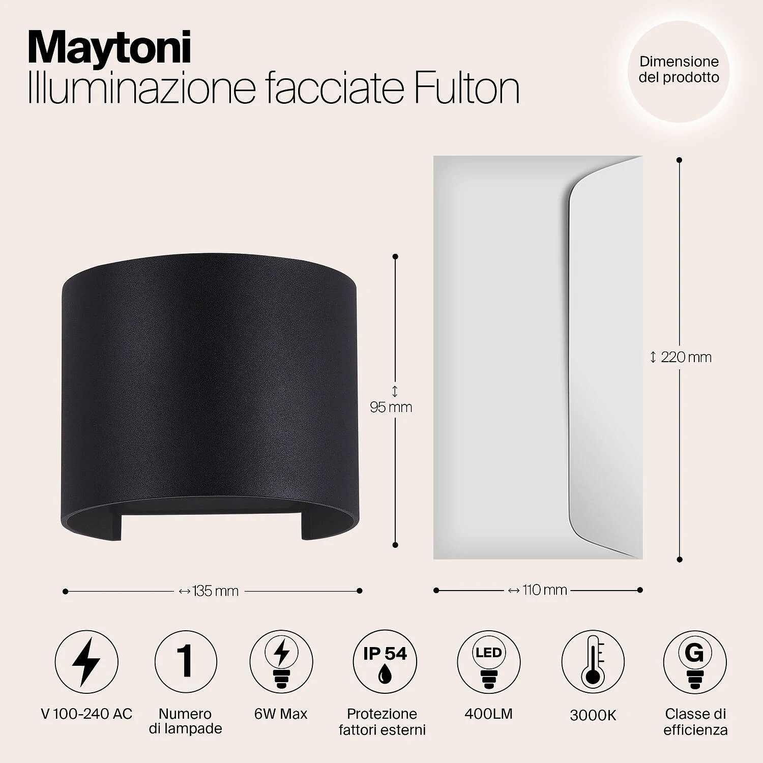 Архитектурная подсветка Outdoor Fulton, LED 6W, 3000K, Черный (Maytoni Outdoor, O573WL-L6B) - Amppa.ru