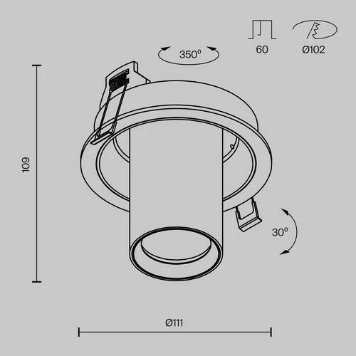 Встраиваемый светильник Ceiling FOCUS S, 1xGU10 Черный (Maytoni Technical, C048CL-01-GU10-B) - Amppa.ru