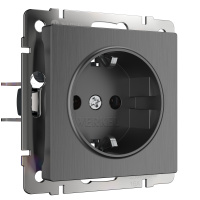 W1171004/ Электроустановочные изделия - Розетка с заземлением (графит рифленый)